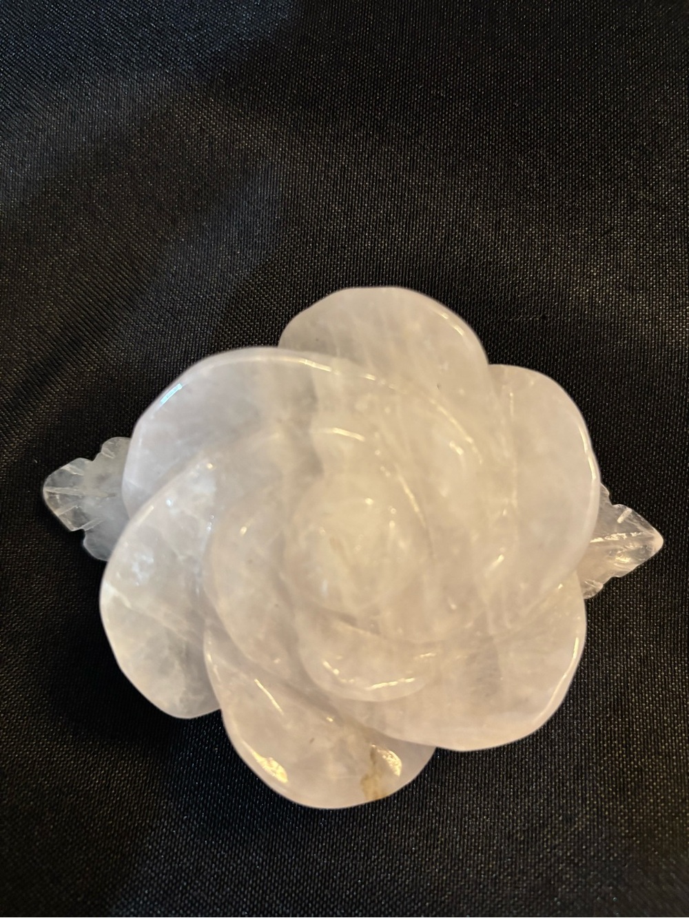 Crystal Rose Quartz Flower Carving - Pale Pink
